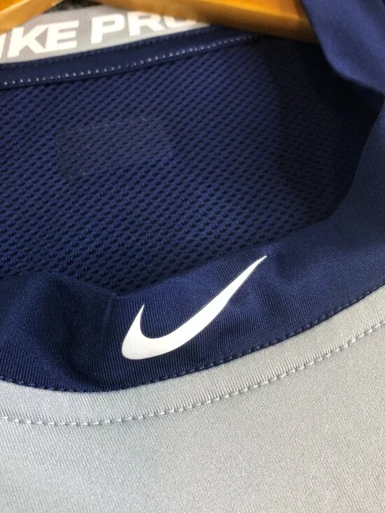 Nike Pro Shirt Mens Small White Blue Baseball MLB Compression Fitted Raglan - Picture 2 of 11